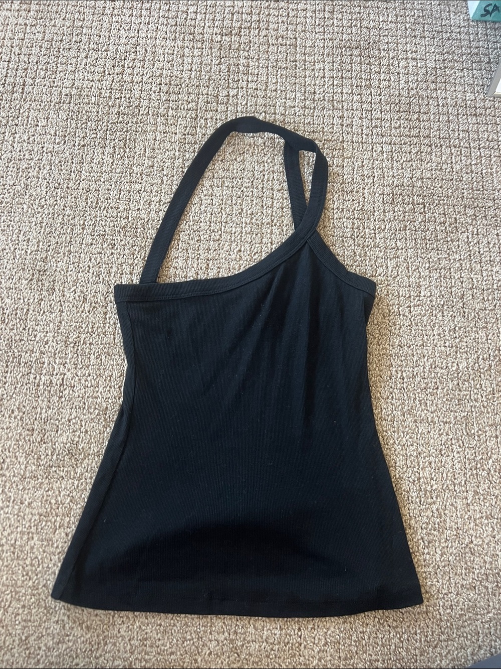 Women's Black One-Shoulder Tank Top - Classic Stretch
